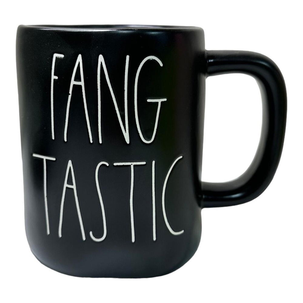 “Rae Dunn” “Fangtastic” Black Ceramic Coffee Mug with Fangtastic Design